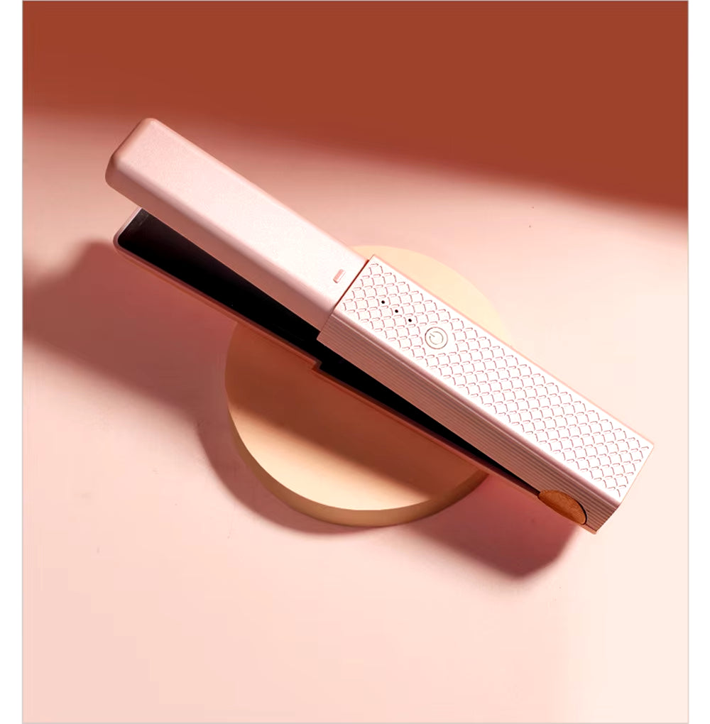 Portable Mini Hair Straightener and Curler - USB Rechargeable Wireless Ceramic Styling Tool