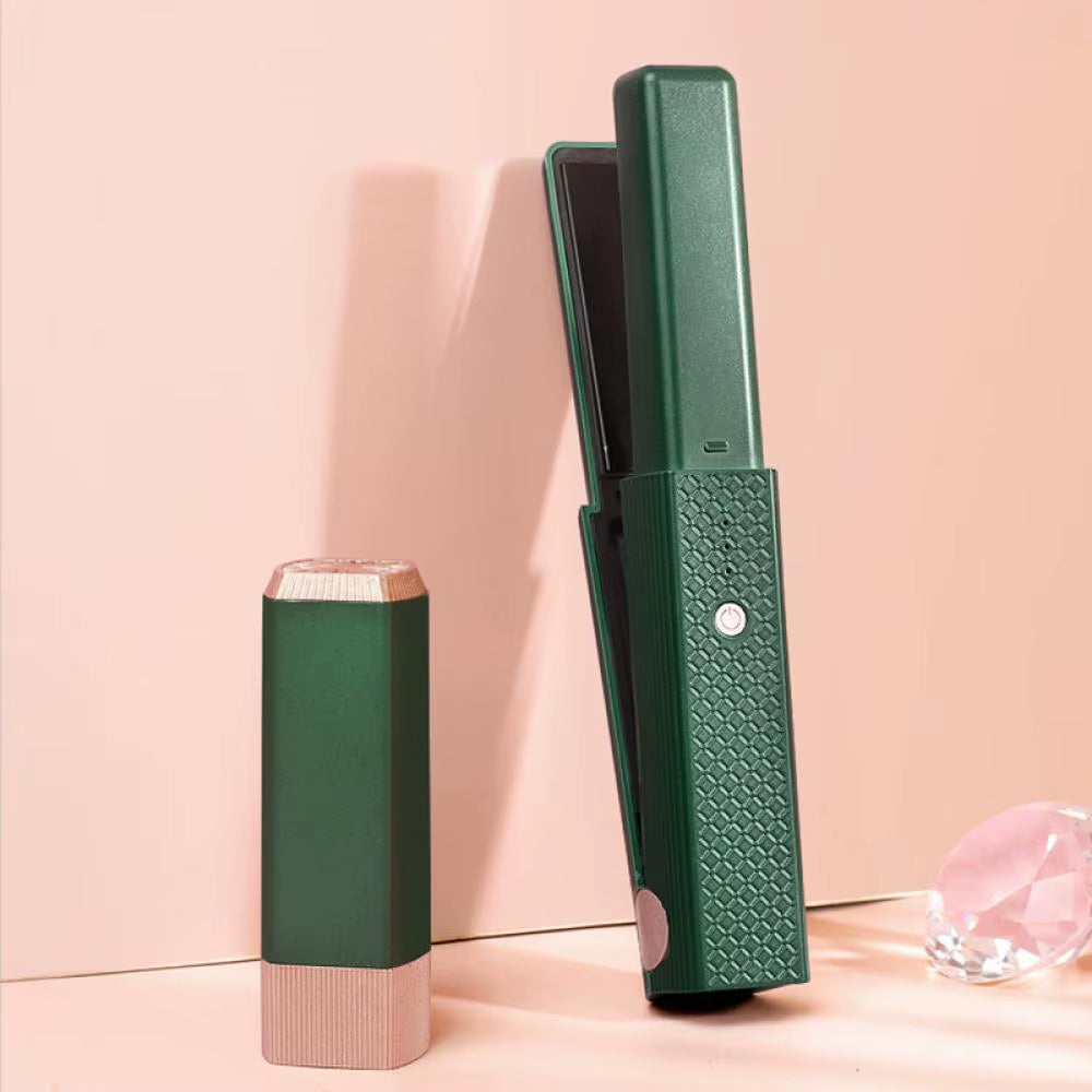 Portable Mini Hair Straightener and Curler - USB Rechargeable Wireless Ceramic Styling Tool