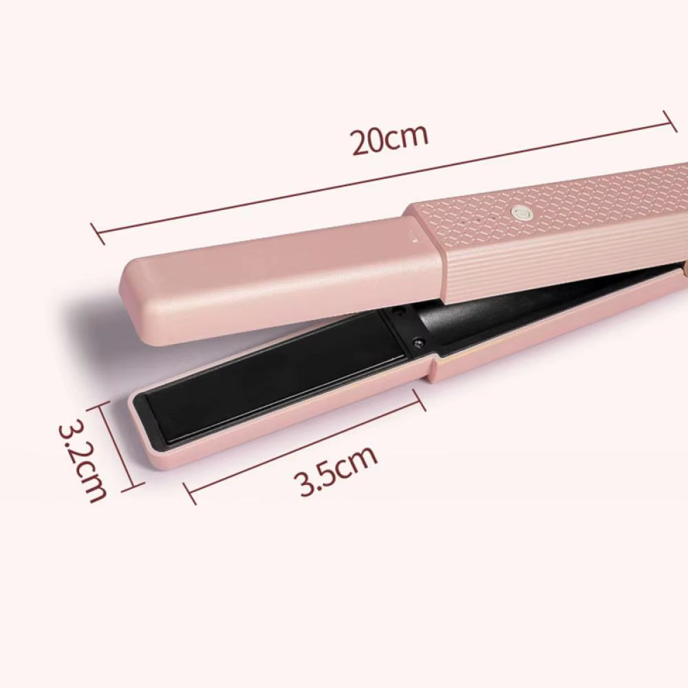 Portable Mini Hair Straightener and Curler - USB Rechargeable Wireless Ceramic Styling Tool