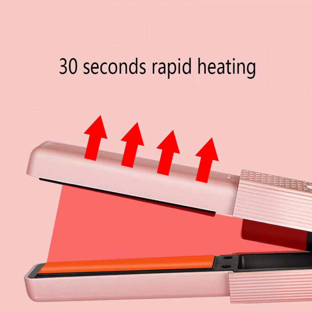 Portable Mini Hair Straightener and Curler - USB Rechargeable Wireless Ceramic Styling Tool